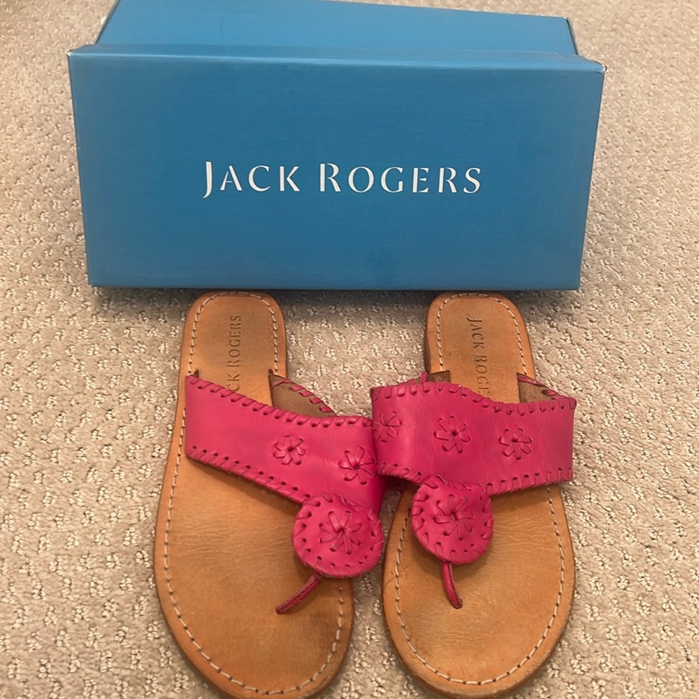 Jack Rogers Girls Jacks Flat Sandal color Fushia Size 5 in box
